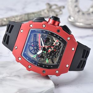 6-PINS 2022 Automatisk datum Titta på Limited Edition Men's Watch Top Brand Luxury Full-Feuterured Quartz Watch Silicone Strap Kis