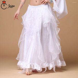 Сценическая одежда для живота танцую одежду длинные юбки Профессиональные женщины шифоновая танцевальная юбка белые платья одежда