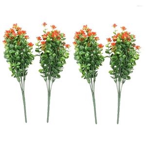 Kwiaty dekoracyjne -16PCS sztuczne rośliny odporne na Outdoor UV Faux Plastic Greenery Shrubs Orange