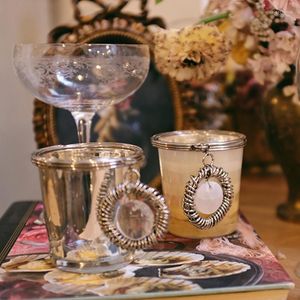 Ljushållare Glass Cup Home Decoration French Retro Distressed Mercury Mirror Crystal Buckle Furnishings Ornaments