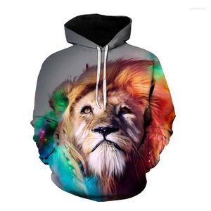 Herrtröjor Lion Hoodie Men's Animal Clothing Funny Sweatshirt 3D Print Sportswear Unisex Autumn Winter Jacket 2022