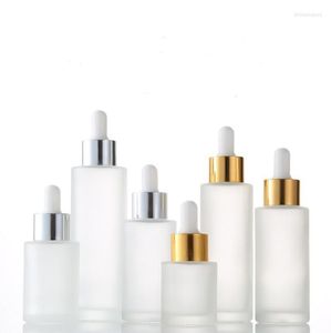 収納ボトル20ml 30ml詰め替え可能シリンダー霜ガラスピペットドロッパーボトル1オンスシリンダードロップコンテナエッセンシャルオイルSN924