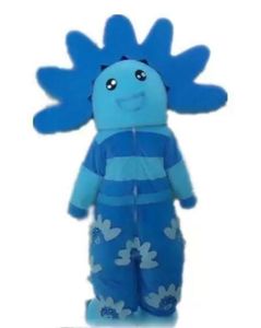 Nuovo caldo di fabbrica la testa di un costume da mascotte di girasole blu da indossare per i bambini