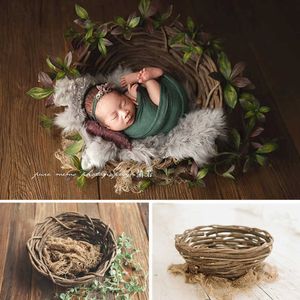 Christening dresses Newborn Photography Props Boy Natural Rough Rattan Basket Hand Woven Bird s Nest Baby Accessories Photoshoot Posing Chair Bed T221014