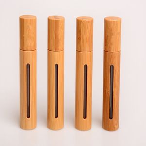 100 pezzi/lotto da 10 ml di bottiglia Natural Bamboo Riutilizzabile per olio essenziale Fragranza profumo fulmine per rulli in acciaio a sfera in acciaio