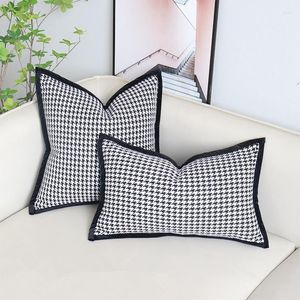 Pillow Black And White Houndstooth Check Throw Case Wide Trimmed Nordic Decorative Soft Sham Couch Cover