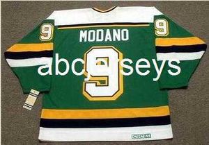 Uomo Vintage # 9 MIKE MODANO Minnesota North Stars 1991 CCM Hockey Jersey personalizzata con qualsiasi numero di nome