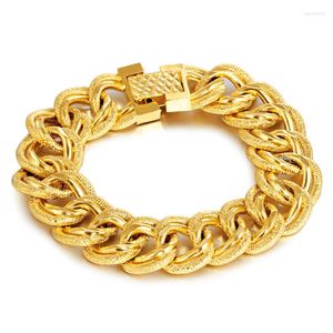 Charm Bracelets Unusual Men 2022 Hip Hop Male 24K Gold Color Kpop Multilayer Cuban Link Chain Bracelet For Women Fashion Jewelry Gifts