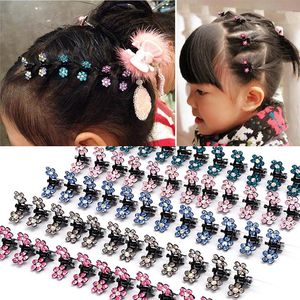 Hårtillbehör 12st/pack Crystal Rhinestone Flower Claw Hairnurents Ornament Clips Hair Grip for Kids Girl