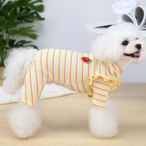 Hundebekleidung Streifen Haustier Kleidung Overall Spitze Prinzessin Welpen Kleidung Overalls für kleine Hunde Dackel Pyjamas Kostüm PJS XL