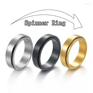 Ringos de cluster 6mm de 6mm de titânio de titânio Eletroplatação de aço de anel de anel rotativo de moda casual punk tuning fino copo união