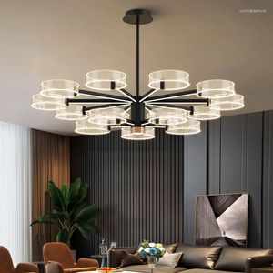 Kronleuchter Einfache und moderne Lampe mit Glühbirne für Wohnzimmer, Esszimmer, Schlafzimmer, Villa, LED-Leuchten, dimmbare Innenbeleuchtungslampen