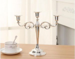 Candle Holders H27CM 3/5 ARM Metal Srebrny uchwyt świecznika Candelabra dla domu Deor Chchristmas Hodlers ZT030