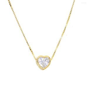 Catene in argento sterling 925 classico con pietra singola, design semplice, regalo di San Valentino, cuore, perline, collana con amante scintillante