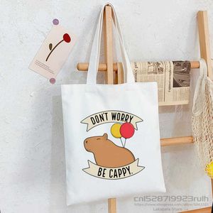 Sacos de compras capybara desenho animado de animais fofos de lona simples bolsa de moeda