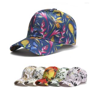 Kulkapslar unisex blommor blad tryckt baseball cap kvinnor hatt skugga sport utomhus stretch bomull hattar