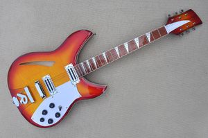 Factory Custom Semi-hollow Cherry sunbuest Electric Guitar 6 Strings Red Rosewood Fingerboard Can be Customized