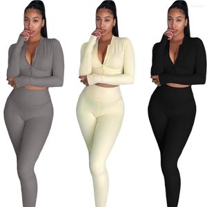 Women's Two Piece Pants Women's Zipper Jacket Coat And Set Solid Slim Sweatshirt Tracksuit