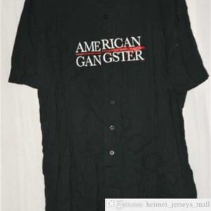 American Gangster Movie Black Button Up Baseball Jersey Shirt Mens Stitched Jerseys Shirts Size S-XXXL Snabb frakt