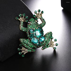 Broszki retro zielona żaba rhinestone Cute Animal Crystal broszka broszka akcesoria
