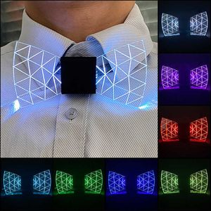 Bow Ties Led Acryl Light Up Men Luminous Tie Come DJ Dance Glow Party Decoration Novely Gift L221022