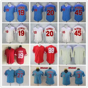 Vintage Baseball Jersey 19 Greg Luzinski 20 Mike Schmidt 27 Aaron Nola 45 Tug McGraw 99 Mitch Williams Blank 1983 Jerseys Men Women