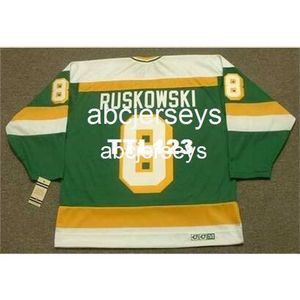 # 8 TERRY RUSKOWSKI Minnesota North Stars 1987 CCM Vintage k Hockey Jersey Stitch qualsiasi numero di nome