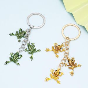 Keychains Woman Car Accessories Green Frog Rhinestone Pendant Keychain DIY Key Rings Crystal Animal Chains Fun