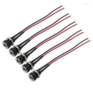 Belysningstillbehör 5st DC-022B 5.5x2.1mm DC Power Filre Socket Jack Panel Mount Wire Cable Adapter 2 Pin Solder 20Awg