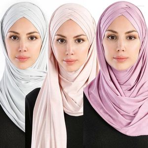 Scarves Women Muslim Solid Jersey Scarf Long Headscarf Cover-up Hat Wrap Shawl Modesty Turban Cap Instant Underscarf Easy Ready To Wear