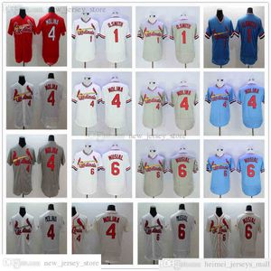 Personalizzato 2019th Man Women Youth Kids Maglie da baseball 1 Ozzie 4 Yadier Smith Molina Stan 6 Musial Stitched Home Rosso Blu Bianco Grigio Jersey