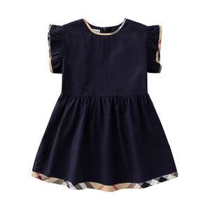 Children Summer Clothing 1-6T Infant Kids Baby Girls Dress Summer Cotton Solid Dress Casual