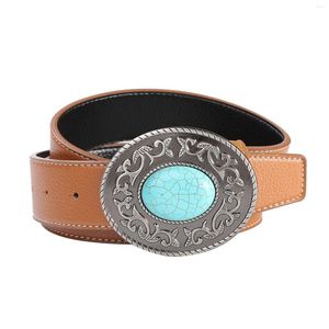 Cintos de estilo retrô PU CINTEIRO DE CEANTE TURQUOISE VESTIMENTO DE NUSSENTE DO NUSSENTE DO INOBRAÇÃO CALA CASUAL CASUAL VERSÁTIL WESTERN COWBOY