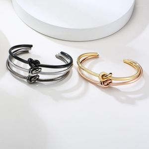 Bangle Modyle Trendy Round Circular Open Knot Manschettarmband för kvinnor Eleganta guldfärgsmycken Noeud Armband Pulseiras