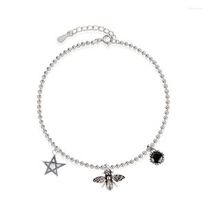 Anklets Ankelarmband på benbiet 925 Sterling Thai Silver Charm Justerbara fotkedjesmycken gåvor till kvinnliga flickvänner