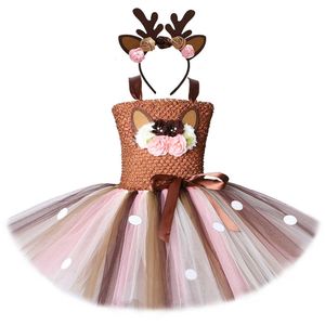 Besondere Anlässe Baby Mädchen Kleider Hirsch Weihnachtskostüm für Kinder Halloween Tutu Kleid Rentier Kostüme für Neujahr Geburtstag Outfit Kinder T221014