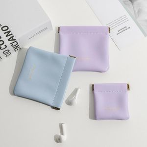 Storage Bags Mini Fashion Lipstick Holder Coin Purse PU Leather Bag Pouch Solid Color Potable Cosmetic