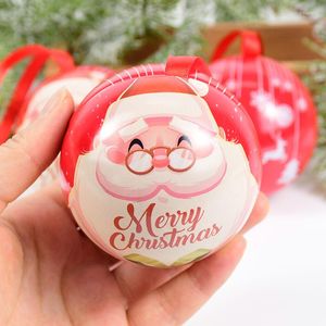 Decorações de Natal 6.8cm Ball Iron Candy Box Tree Decoration Bolas penduradas Ornamento Jar armazenamento Natal 2022 Presente de crianças