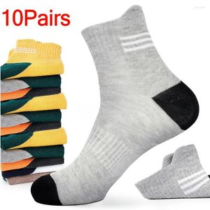 Erkek Çorap 10 Çift Pamuk Mürettebat Stripe Erkekler Spor Kadınlar Uzun Tüp Sox Bahar Sonbahar Yumuşak Sıcak Nefes Alabaş Elastik Kulak Kaldırma Çorap