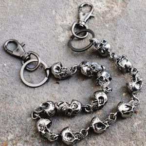 Portachiavi Slim Heavy Waist Chain Men Skull Portachiavi Portafoglio Gothic Biker Accessori moda