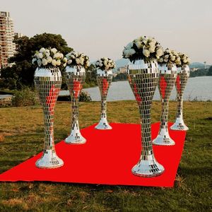 decoration Mirrored tall vases baseball style flower vase for wedding flowers stands events centerpiece bridal shower party floor vase hotel lobby decor457