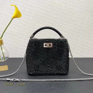 7A Top Crystal Bag Valen Tote Borsa da donna borsa a tracolla con inserto diamantato di grande capacità Nuova tracolla di marca di lusso in pelle scamosciata