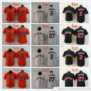 2021 Kvinnor Youth Kids Baseball Jerseys Kid Stitched 27 Jose 2 Alex Altuve Bregman White Home Cool Base Navy Alternate Orange Jersey