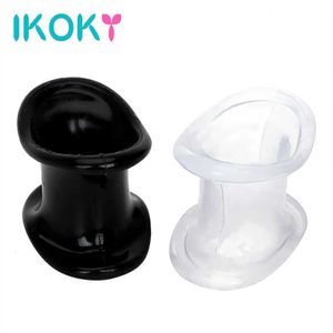 Sex toys masager massager adult IKOKY Penis Ring Sleeve Scrotum Stretcher Delay Ejaculation Cock Cages Male Chastity Device Toys For Men Adult Products 439W