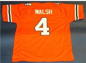 Dikişli Vintage #4 Miami Hurricanes Futbol Forması Boyutu Steve Walsh S-4XL Özel Özel İsim Numarası Jersey