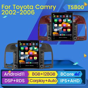 Araba dvd Video Radyo 2 Din Oynatıcı Android 11 Bluetooth Multimedya GPS Toyota Camry 2002-2006 Için Tesla Tarzı