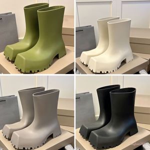 Женские дизайнерские сапоги для ботинок Rain Rain Rubber Winter Rainboots Платформа лодыжка наполовину розово-черные зеленые фокалистики на открытом воздухе для роскошного размера 35-40