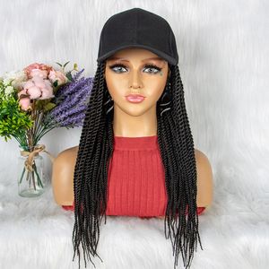 Kvinnor hatt peruker kvinnor svart huva tunt flätat mode cap syntetiskt hår