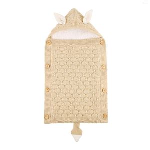 Stroller Parts The Baby Sleeping Bag In Europe And America Knitted Buttons Plus Velvet Warm Mini Ears Small Tail Bag.