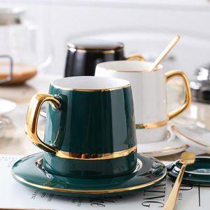 Mugs European-style Small Luxury Simple Snack Coffee Cup And Saucer Ceramic Home Afternoon Tea Set